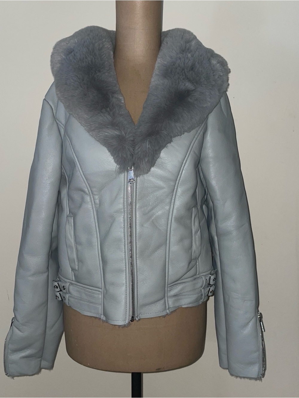 Faux Shearling VEGAN‎ Leather Jacket with Azalea Wang M